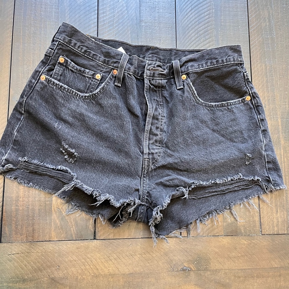 Levi’s 501 Black Button Fly Denim Shorts